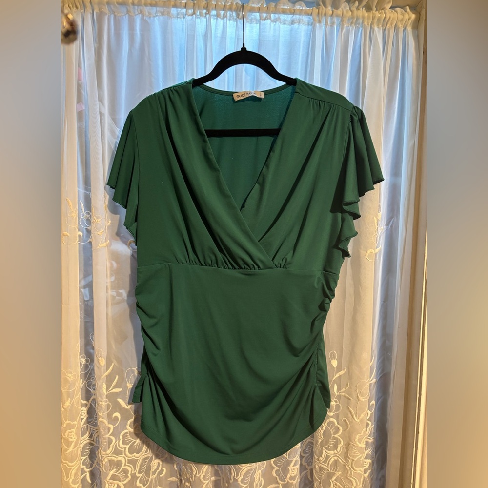 Grace Karin Forest Green Top